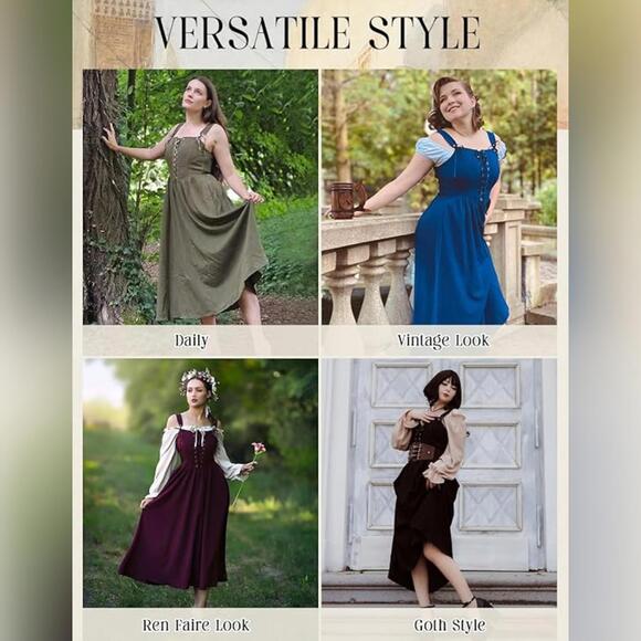 NWT Scarlet Darkness Lace Up Cottagecore Sleeveless Renaissance Dress, M (8-10) - Picture 2 of 7